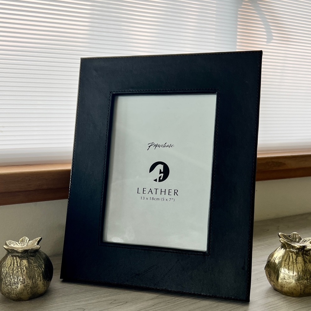 Black Leather Frame for 5x7 pictures - NWT - Easel Back Photo Frame